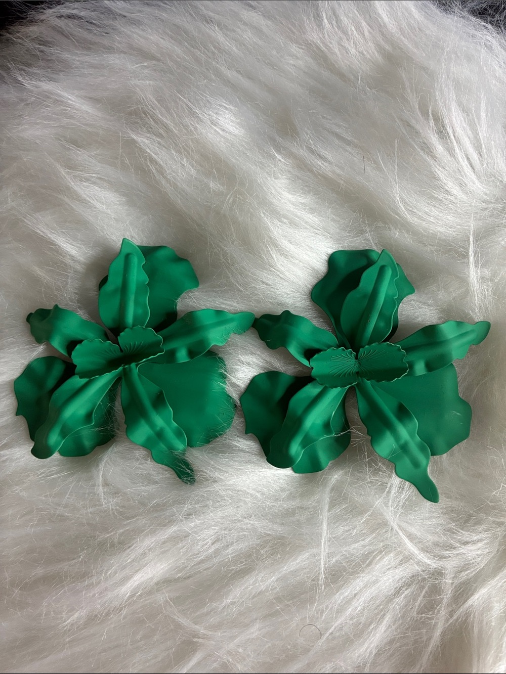 Green Floral Statement Earrings